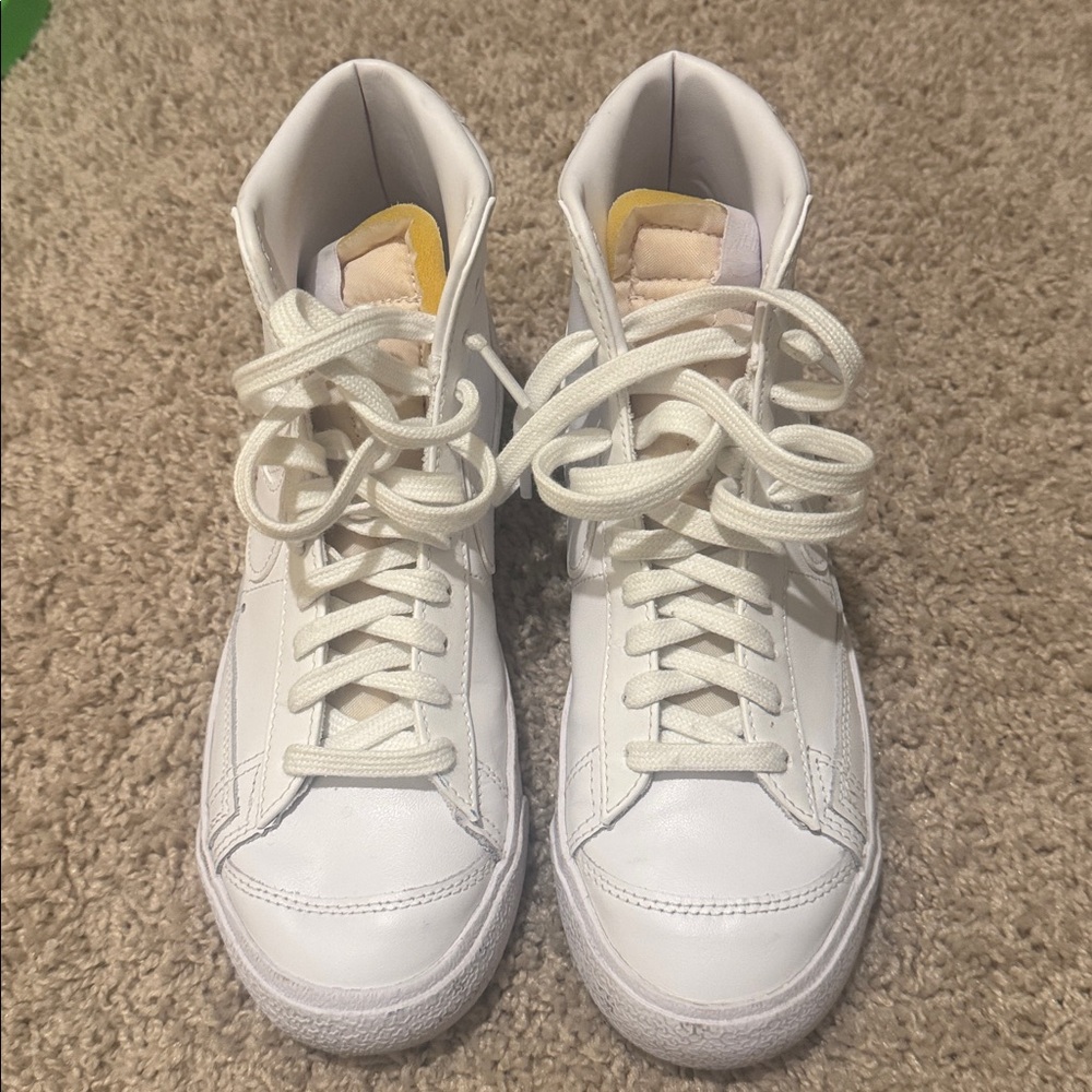 Nike White High-Top Sneakers with Yellow & Lavender Accents